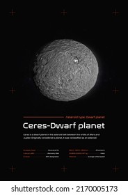 Ceres Dwarf Planet 3D Illustration Poster