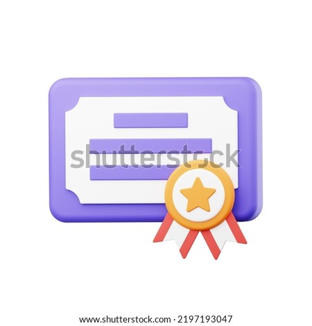 Certificate in 3d render for graphic asset web presentation or other

