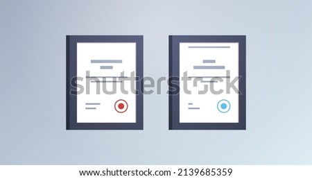 Certificate and qualification document flat illustration.