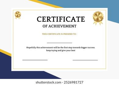 certificate template can be used for anything minimalist blue and gold contrast - Powered by Shutterstock