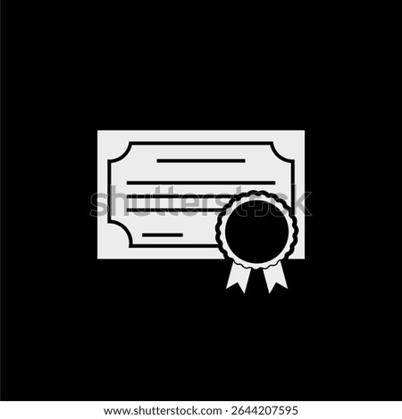 Certification document icon isolated on black background