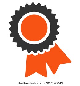 Certification icon. Glyph style is flat bicolor symbols, orange and gray colors, rounded angles, white background.