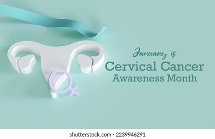 Cervical Cancer awareness month is observed every year in January, It occurs most often in women over age 30. 3D Rendering - Powered by Shutterstock