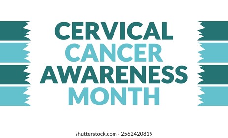 Cervical Cancer Awareness Month text with side lines on a White background. Which is observed every year in January to celebrate Cervical Cancer Awareness Month - Powered by Shutterstock