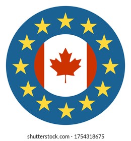 CETA - Comprehensive Economic And Trade Agreement. Europe And Canada Association. Trade Union. Flags Of The European Union And Canada