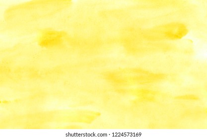 Ceylon Yellow Watercolor Background. Aquarelle Paint Paper Texture Canvas Element For Text Design, Greeting Card, Template. Sunny Yellow Shades Color Hand Drawn Illustration