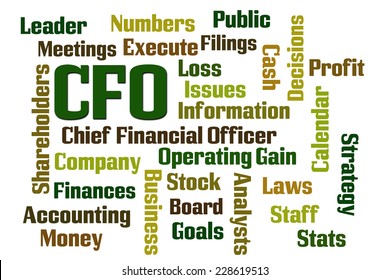 CFO word cloud on white background