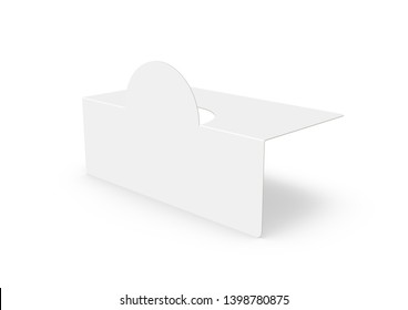 CGI 3d Blank Empty White Shelf Talker Mock-up On White Background Works With Design Simulation