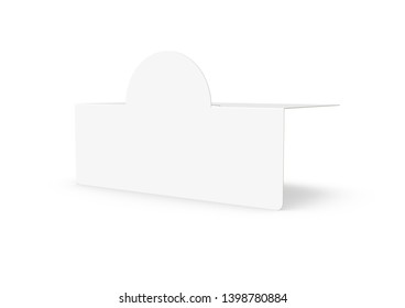 CGI 3d Blank Empty White Shelf Talker Mock-up On White Background Works With Design Simulation