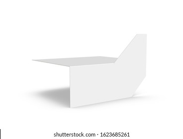 CGI 3d Blank Empty White Shelf Talker Mock-up On White Background Works With Design Simulation