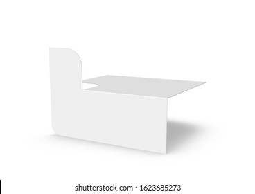 CGI 3d Blank Empty White Shelf Talker Mock-up On White Background Works With Design Simulation