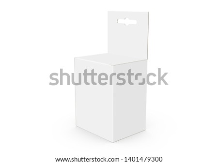 CGI 3d Blank empty white box with hanger mock-up on white background works with design simulation