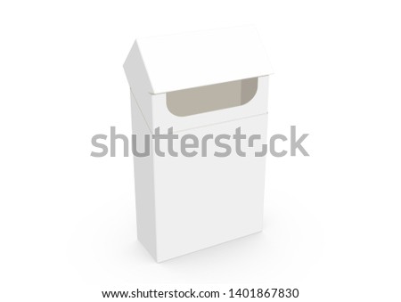 CGI 3d Blank empty white cigarette pack flip top box mock-up on white background works with design simulation