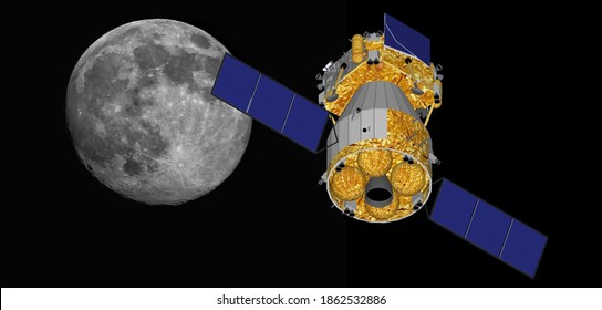 CGI Of Arrival Of China's Chang'e-5 Moon Sample Return Mission At Moon. After 44 Yrs A Mission Will Bring Back Moon Soil Back To Earth. The Mission Will Land 28th November 2020 At Mons Rümker On Moon.