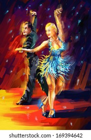 Cha Cha Dance Digital Painting/ Dancing Cha Cha