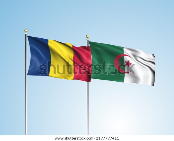 Chad Flag Algeria Flag 3d Rendering Stock Illustration 2197797411