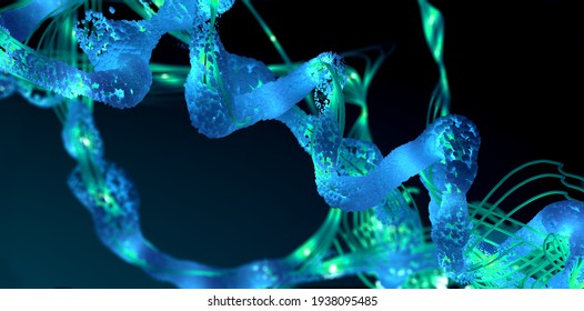 Chain of amino acid or bio molecules called protein - 3d illustration