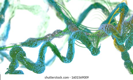 Chain Of Amino Acid Or Biomolecules Called Protein - 3d Illustration