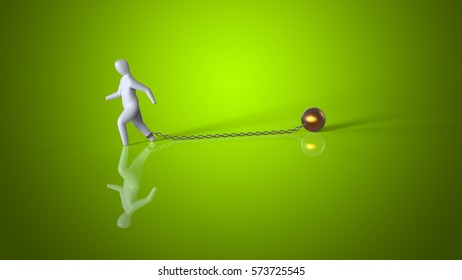 Chain and ball - 3D Illustration - Shutterstock ID 573725545