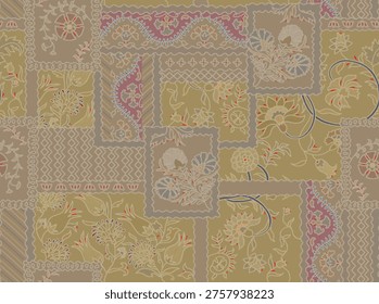 chain design with box and pattern design digital print textile design