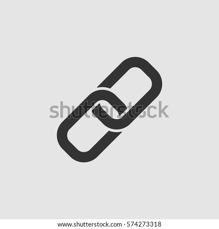 Chain icon flat. Simple black pictogram on grey background. Illustration symbol