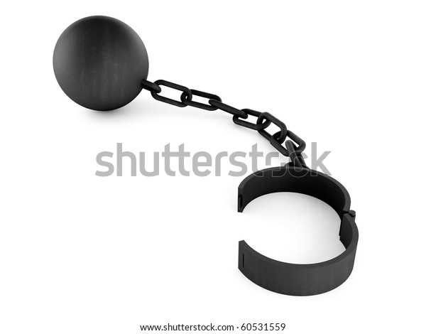 奴隷を閉じ込めるための鎖と鉄の玉 のイラスト素材
