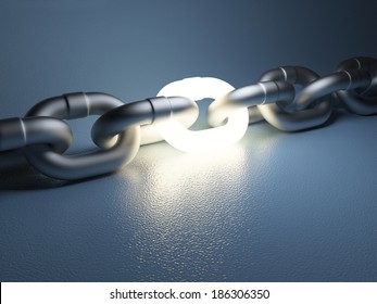 Chain link isolated on white background. Leadership concept 3D illustration.