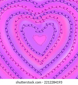 Chain Pink Purple Cotton Candy Heart