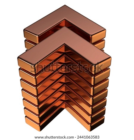 Chained Triangular Copper Metal Object Shape Design Element Isolated Elegant Modern 3D Rendering Abstract Background High quality 3d illustration