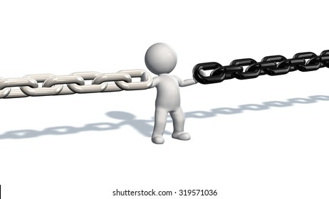 chains held by 3d people - Togetherness