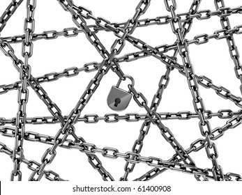 chains and lock isolated white background