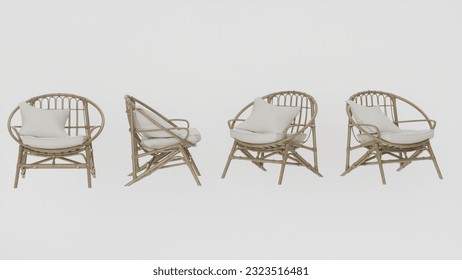 chair with different views , 3d render