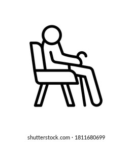 Chair Old Man Retirement Home Icon. Simple Line, Outline Illustration Elements Of Nursing Home Icons For Ui And Ux, Website Or Mobile Application