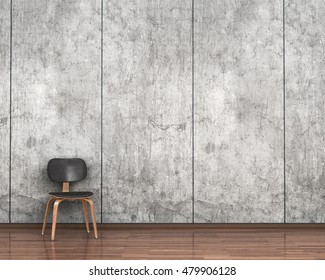 chair on the background of a concrete wall. 3d illustration