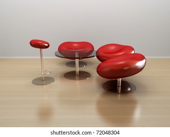 chairs and a table in the room