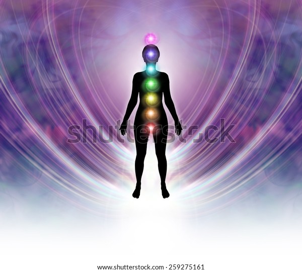 Chakra Energy Field Female Silhouette Diagram Stock Illustration 259275161