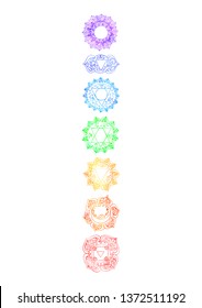 Chakras On White Background Meditation Hand Stock Illustration 