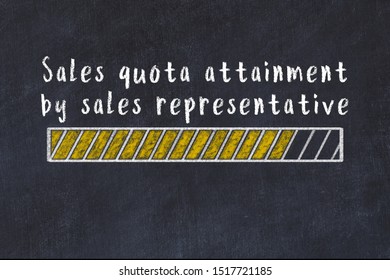 Chalk drawing of loading progress bar with inscription sales quota attainment by sales representative.