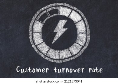 Chalk Drawing Of Low Energy Indicatior. KPI Concept, High Customer Turnover Rate.