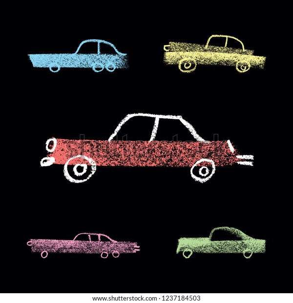 Chalk illustration of retro\
cars