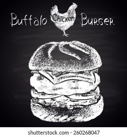  Chalk Painted Buffalo Chicken Burger Menu.