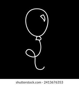 chalk sketch of a balloon and string floating on a black background