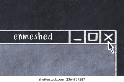 Chalk sketch of closing browser window with page header inscription enmeshed  