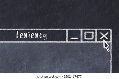 Chalk sketch of closing browser window with page header inscription leniency  