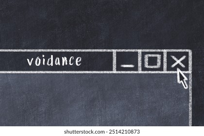Chalk sketch of closing browser window with page header inscription voidance  