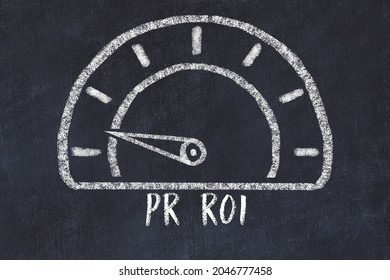 Chalk Sketch Of Speedometer With Low Value And Iscription PR ROI. Concept Of Low KPI .