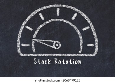 Chalk Sketch Of Speedometer With Low Value And Iscription Stock Rotation. Concept Of Low KPI .