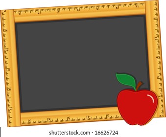 Chalkboard Ruler Frame Blackboard Apple Teacher Stock Illustration ...