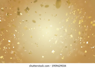 champagne background with golden glitter, random falling confetti