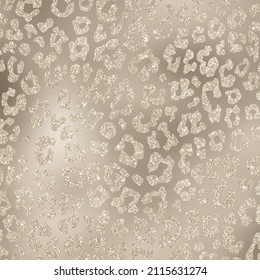 Champagne Gold Animal Print Glitter Pattern On Metallic Gradient Background Texture, Digital Paper